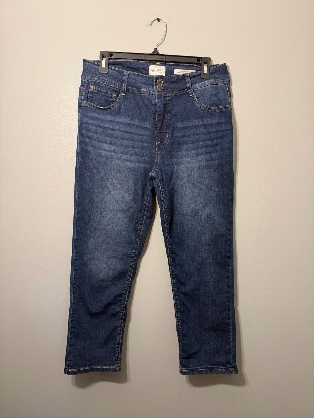 Angels Forever Young Mid-Rise Curvy Skinny Cropped Jeans in Dark Blue Denim